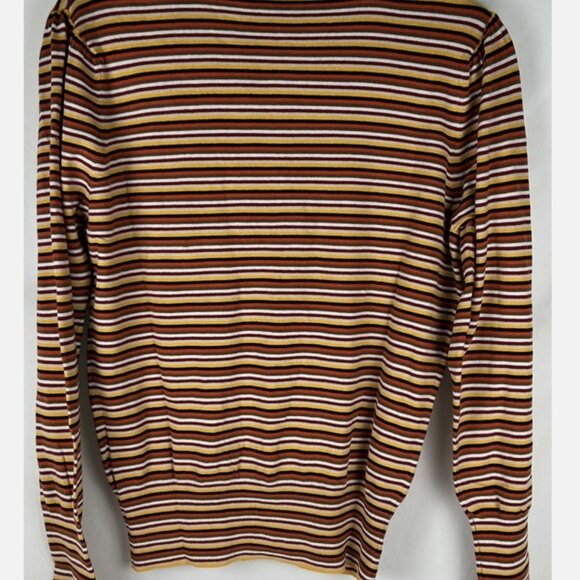 Vtg 90s Y2K Esprit Striped Pearl Button Cardigan Sweater Sz L Removable Neck Tie - Picture 2 of 6